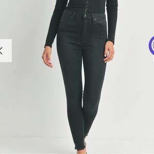 JBD black skinny w side slit jeans